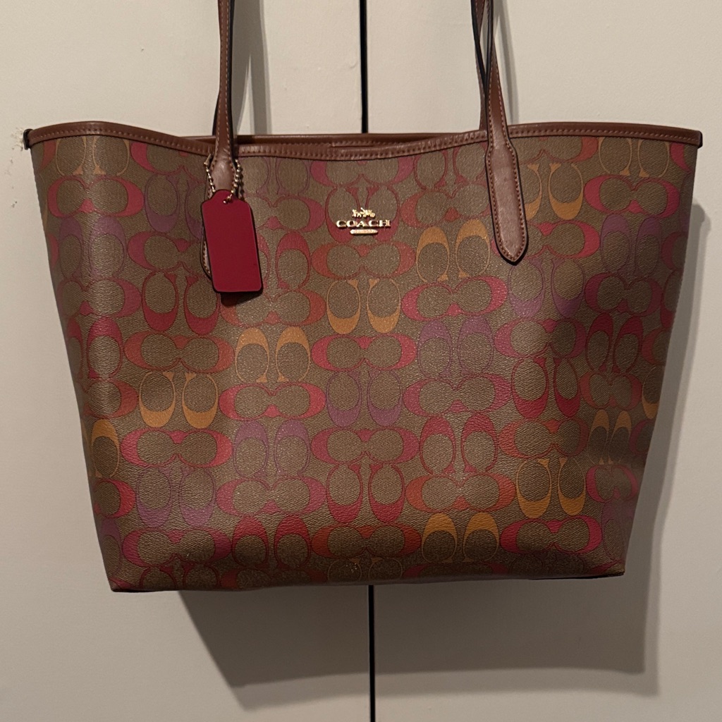 Coach City Tote In Rainbow Signature Style C1316